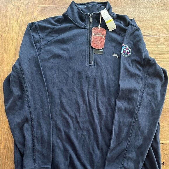 Tommy Bahama NFL Quarter Zip Navy Sweater Tennessee Titans - Picture 2 of 2